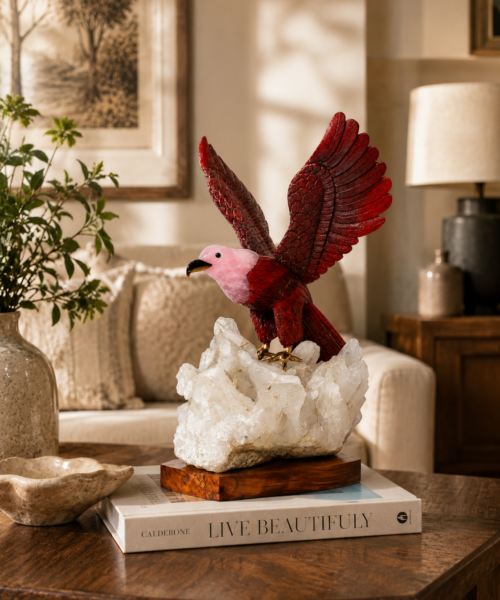 Red Jasper Bird on Crystal Quartz