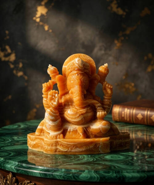 Orange Calcite Ganesha