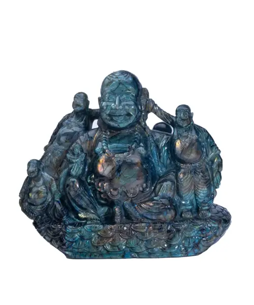 Labradorite Laughing Buddha Family